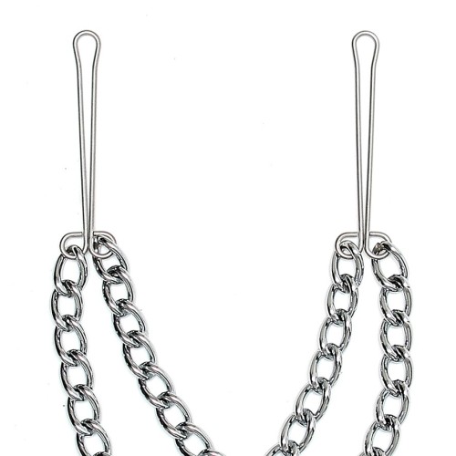 Clamps para Pezones de Plata con Doble Cadena para Placer Mejorado