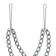 Silver Nipple Clamps with Double Chain for Enhanced Pleasure