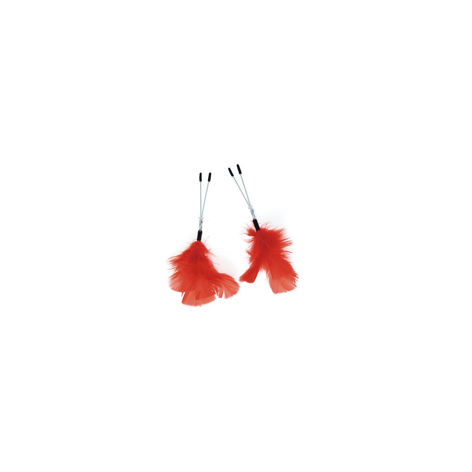 Adjustable Red Feather Nipple Clamps for Sensual Pleasure