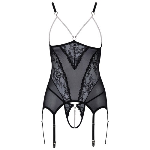 Corset de Encaje Sin Copas Negro X Grande