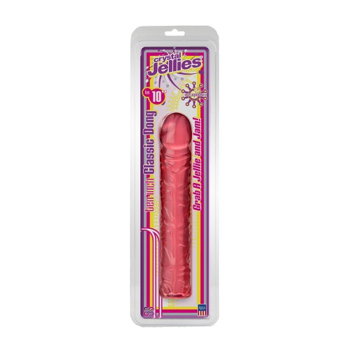 Dildo Clásico de Gelatina Rosa de 10 Pulgadas