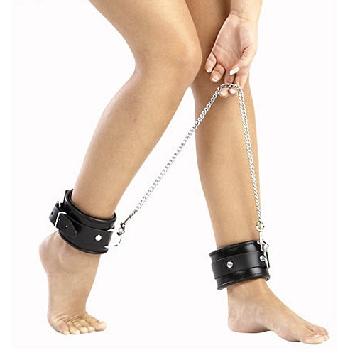 Zado Leather and Chain Ankle Restraints - Ultimate Bondage Gear