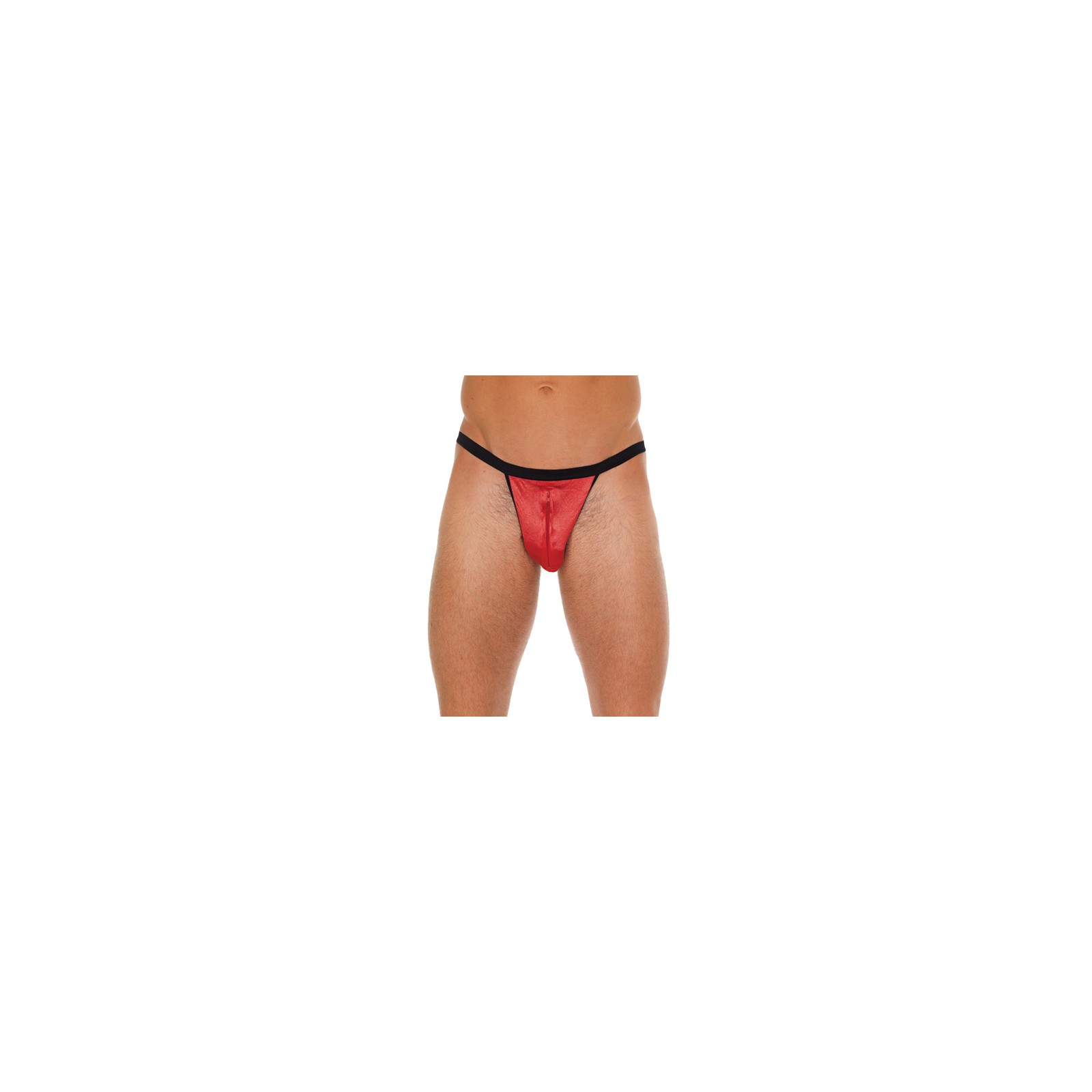 G-Strung Negro para Hombres con Cremallera Roja para Atractivo Audaz