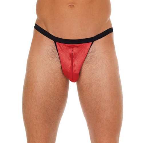 G-Strung Negro para Hombres con Cremallera Roja para Atractivo Audaz