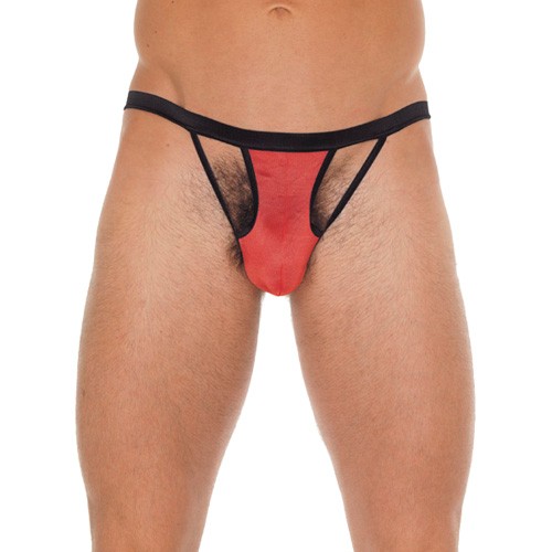 Men's Black G-String with Red Pouch