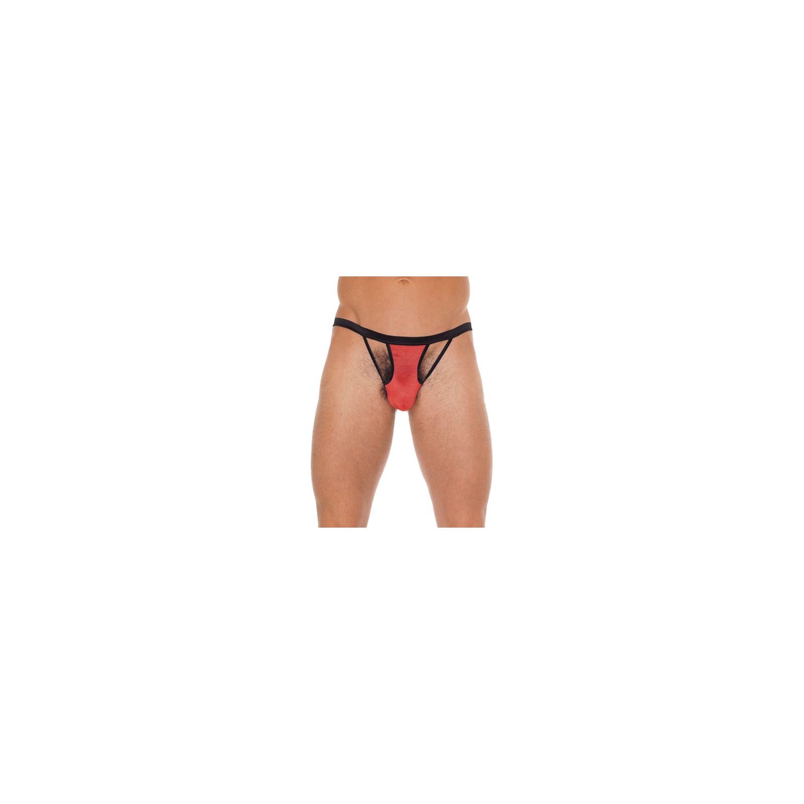 Men's Black G-String with Red Pouch