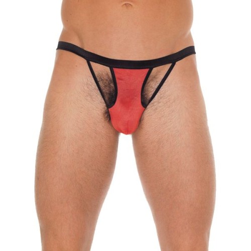 Men's Black G-String with Red Pouch