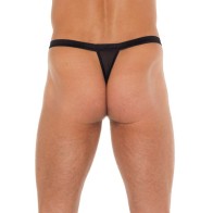 Men's Black G-String with Red Pouch