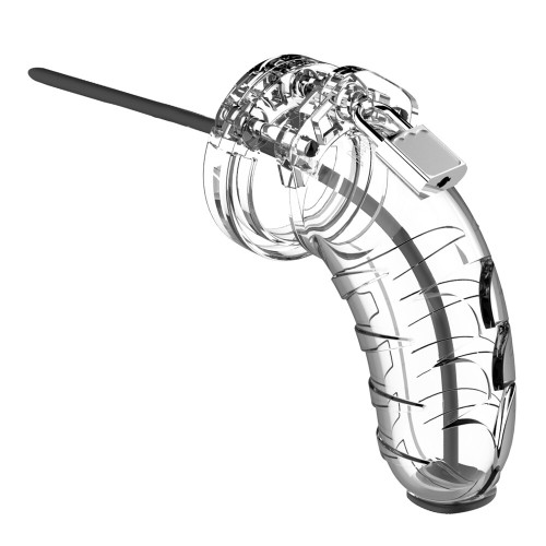 Man Cage 16 Male 4.5 Inch Clear Chastity Cage with Urethral Sound