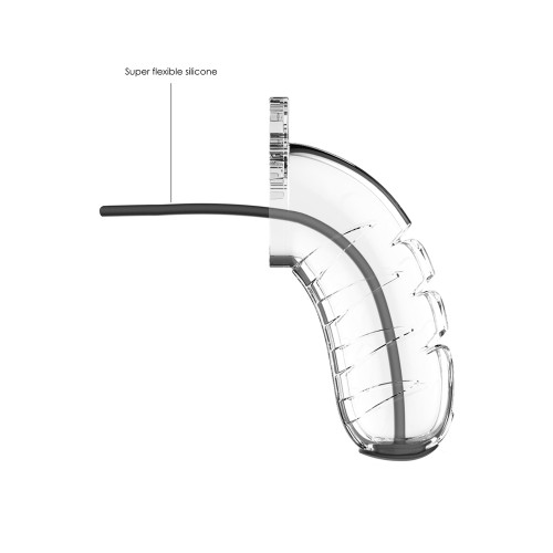 Man Cage 16 Male 4.5 Inch Clear Chastity Cage with Urethral Sound