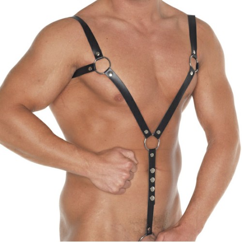 Leather Body Harness with Cock Ring