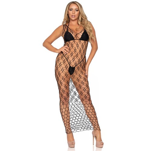 Leg Avenue Hexi Net Maxi Dress for Eye-Catching Style