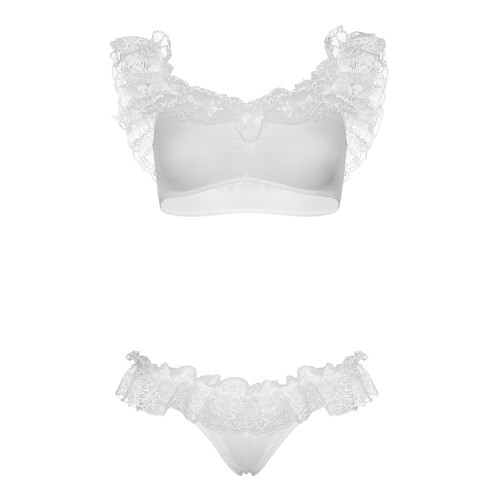 Leg Avenue Lace Ruffle Crop Top and Panty Set