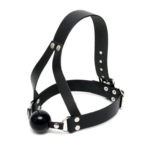 Leather Ball Gag and Head Harness - BDSM Essentials