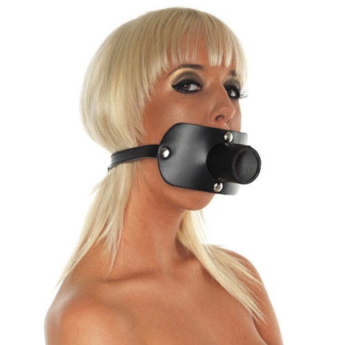 Leather Gag with Urine Tube for Kinky Fun