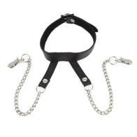 Pinzas Ajustables para Pezones con Collar de Cuello - Accesorio de Bondage Definitivo