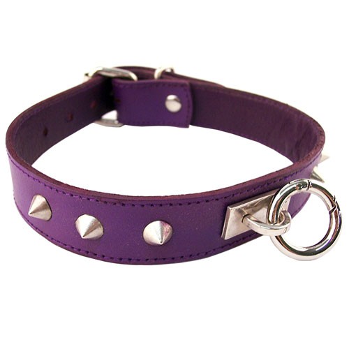 Rouge Purple Studded O-Ring Collar for BDSM