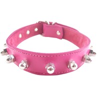 Collar de Cuero Rosa con Pinchos Rouge - Accesorio de Moda