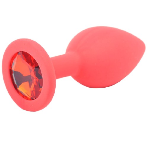 Pequeño Plug Anal de Silicona con Diamante Rojo | Placer Elegante