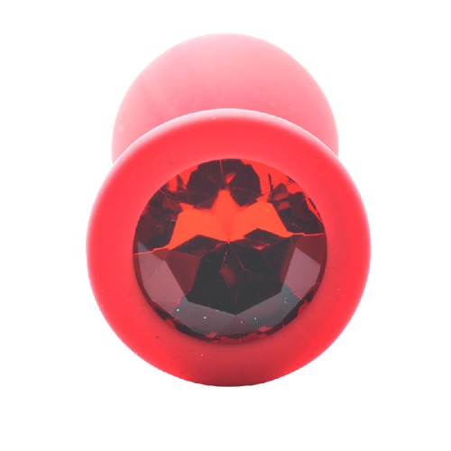 Small Red Jewelled Silicone Butt Plug | Elegant Pleasure