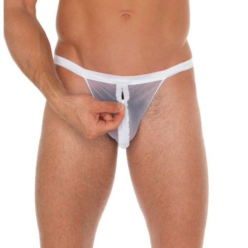 Mens White Mesh Pouch G-String for Comfort