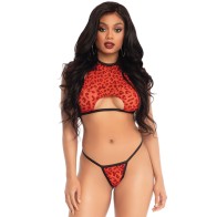 Leg Avenue Leopard Crop Top and G-String Set