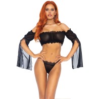 Conjunto Bandeau y G-String de Malla Leg Avenue