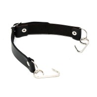 Black Leather Gag with Smile Hooks for BDSM Play