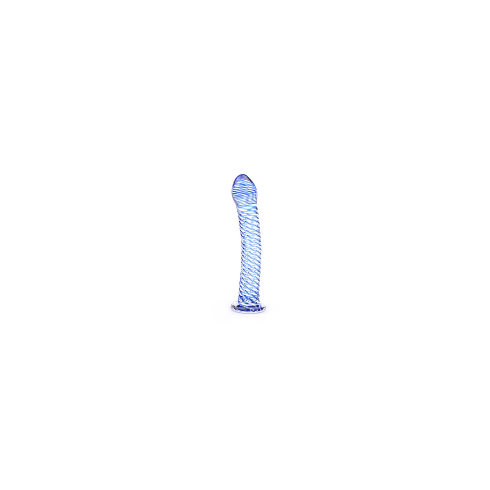 Dildo de Vidrio con Diseño Espiral Azul - Placer Elegante