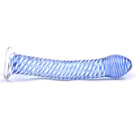 Dildo de Vidrio con Diseño Espiral Azul - Placer Elegante