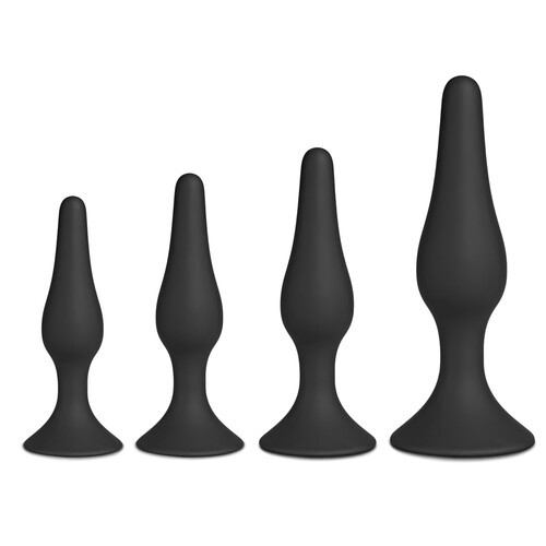 Juego de Cuatro Plugs Anales de Silicona Negros para Placer Definitivo