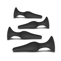 Four Silicone Butt Plugs Black for Ultimate Pleasure