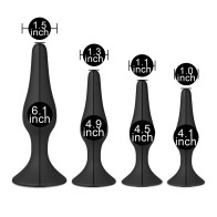 Four Silicone Butt Plugs Black for Ultimate Pleasure