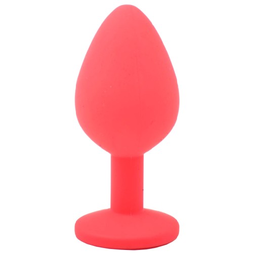 Plug Anal de Silicona Roja con Joyas Mediano