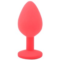 Plug Anal de Silicona Roja con Joyas Mediano