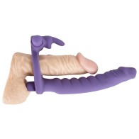 Dildo Vibrador Doble Placer y Anillo para Pene