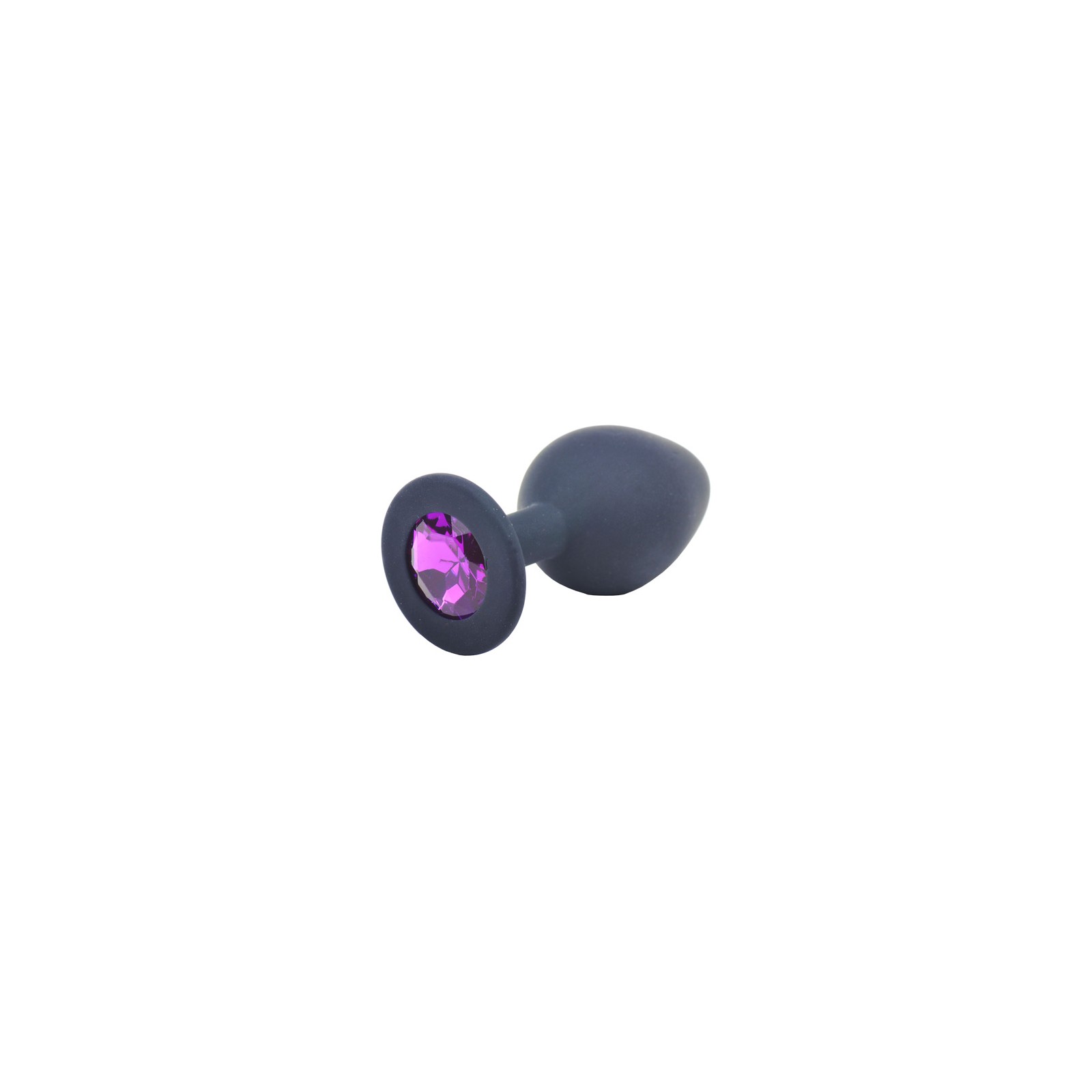 Plug Anal de Silicona Negro Mediano con Diamante Morado para Placer