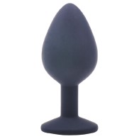 Plug Anal de Silicona Negro Mediano con Diamante Morado para Placer