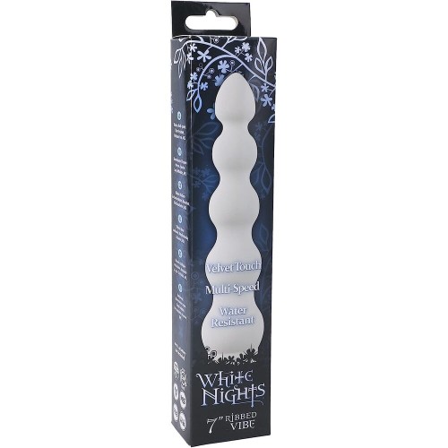 Vibrador Anal Estriado de 7 Pulgadas Nocturnas Blancas