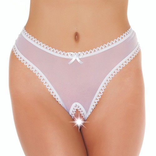 G-String Blanco con Abierto para Sensación Última