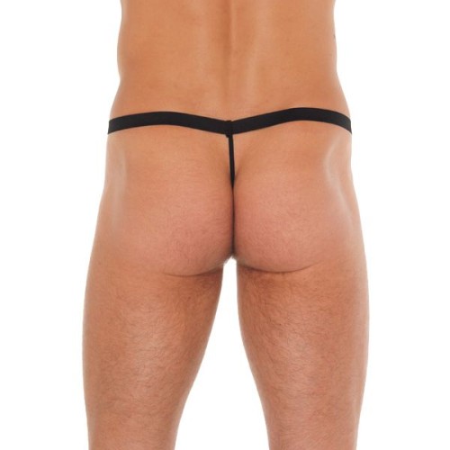 Men's Black G-String with Pink Pouch - One Size