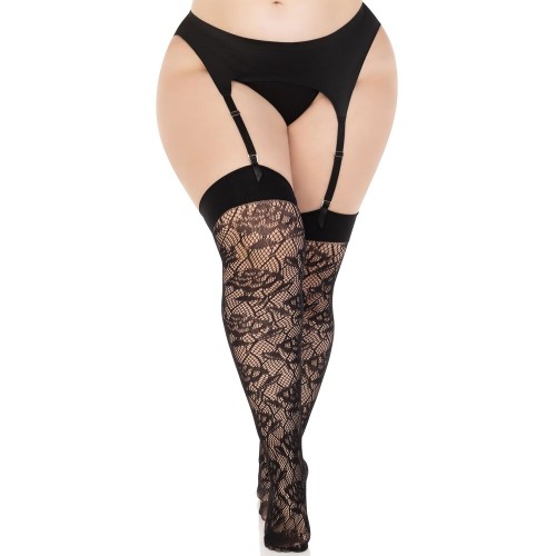 Medias Thigh High Wild Rose de Leg Avenue UK 14 a 18