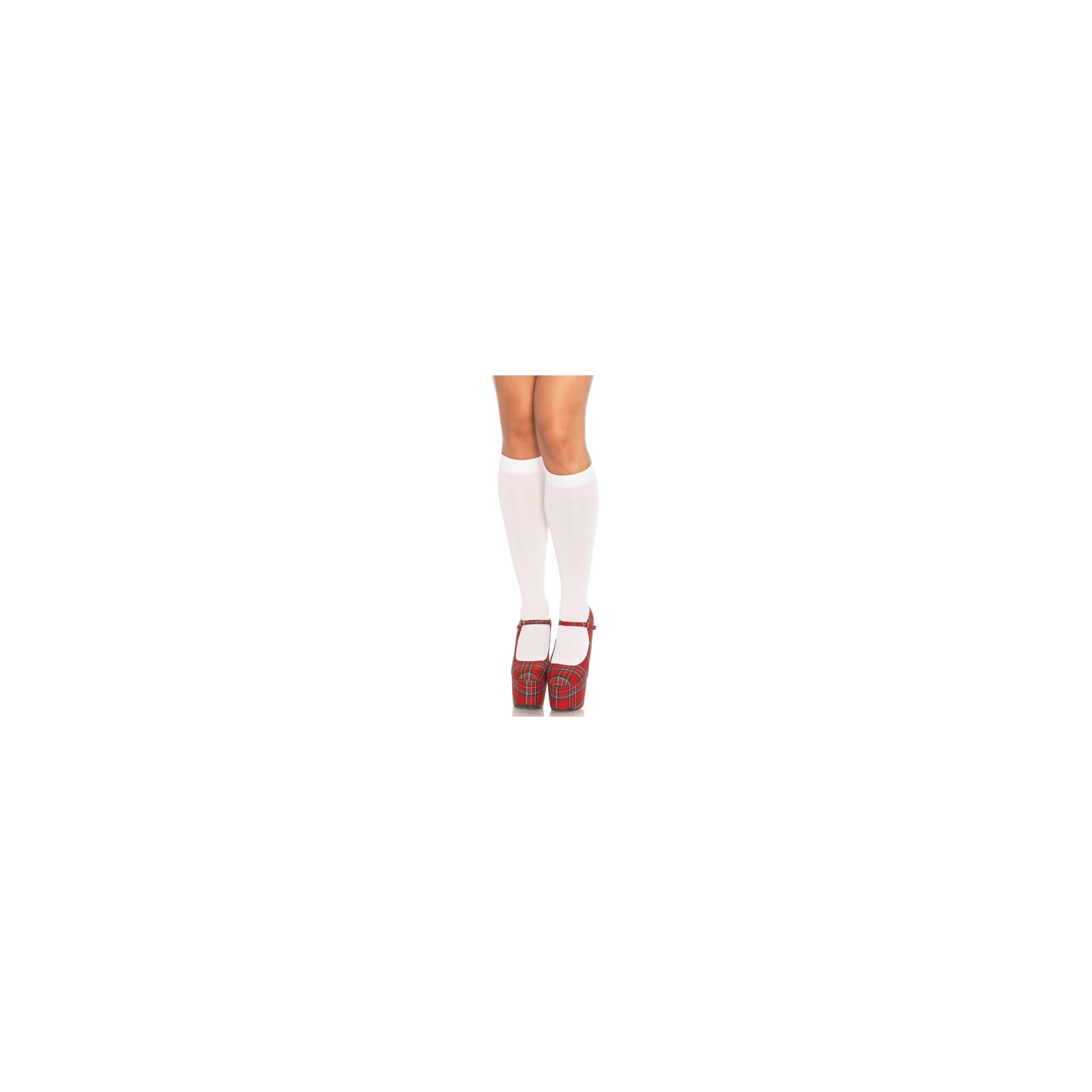 Leg Avenue White Nylon Knee Highs for Stylish Look