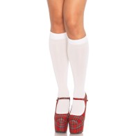 Leg Avenue White Nylon Knee Highs for Stylish Look