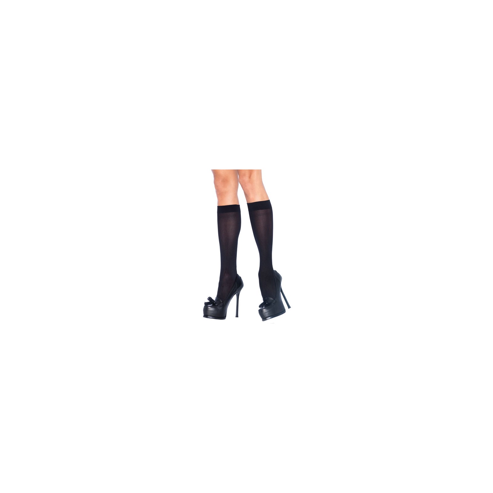 Leg Avenue Nylon Knee Highs Black - Elegant Touch