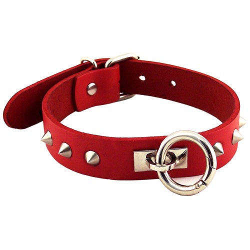 Collar Rojo Studded - Accesorio BDSM de Moda