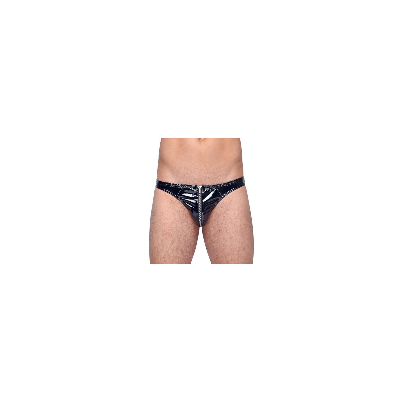 Black Level Vinyl Briefs with Zip for Fetish Fashion