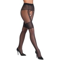 Crotchless Tights with Suspender Belt for Seductive Elegance