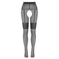 Crotchless Tights with Suspender Belt for Seductive Elegance