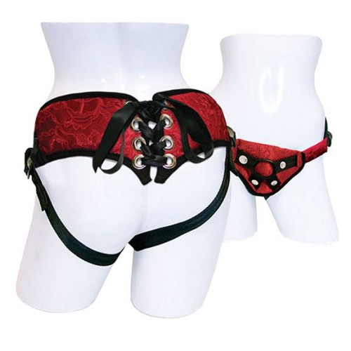 SportSheets Red Lace Satin Corsette Strap-On